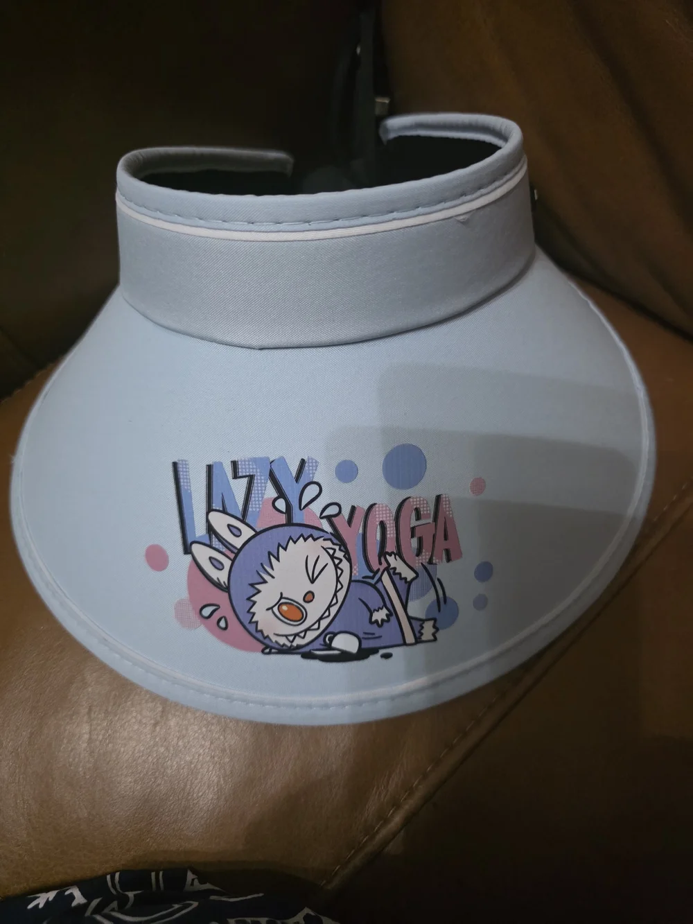 Kids Light Blue Sun Visor with Cute Yoga Character